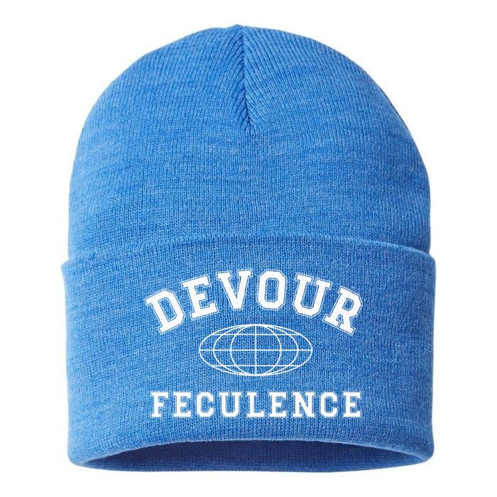 Devour Feculence Retirement Severance Big Word Work  Sustainable Knit Beanie