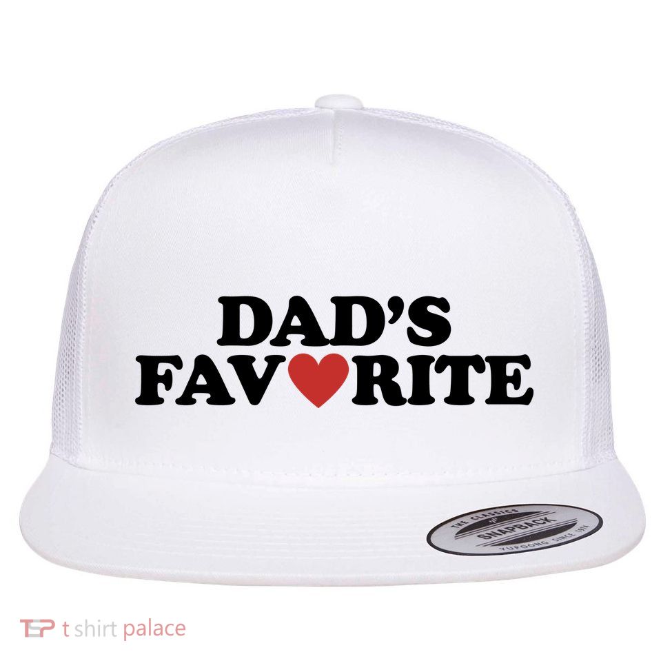 Dads Favorite Red Heart Cute Gift Flat Bill Trucker Hat