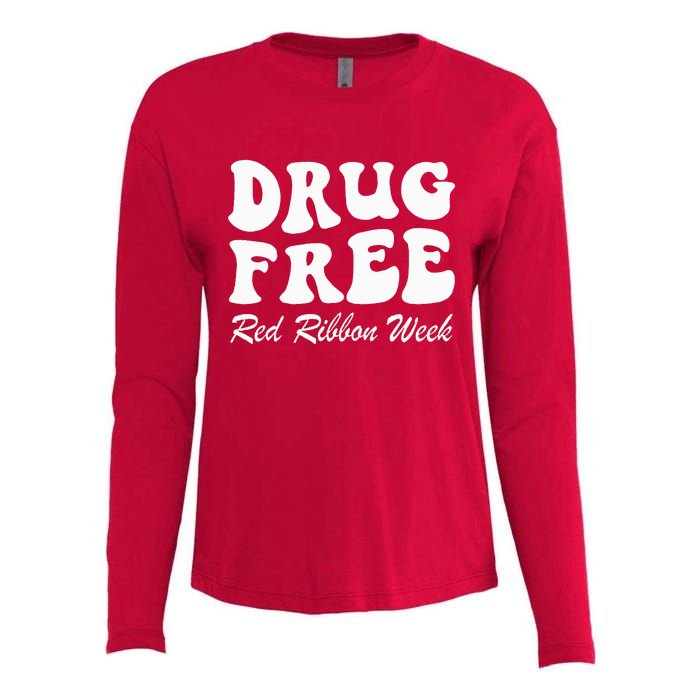 Drug Free Red Ribbon Week Awareness Say No To Drugs Wear Red Womens Cotton Relaxed Long Sleeve T-Shirt