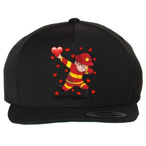 Dabbing Firefighter Red Heart Love Valentines Day Lover Gift Cool Gift Wool Snapback Cap