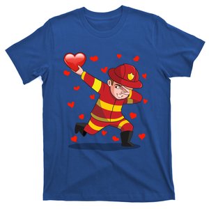 Dabbing Firefighter Red Heart Love Valentines Day Lover Gift Cool Gift T-Shirt