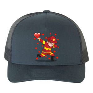 Dabbing Firefighter Red Heart Love Valentines Day Lover Gift Cool Gift Yupoong Adult 5-Panel Trucker Hat