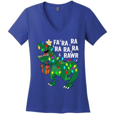 Dinosaur Fa Ra Ra Rawr Rawr Dinosaur Trex Christmas Gift Women's V-Neck T-Shirt