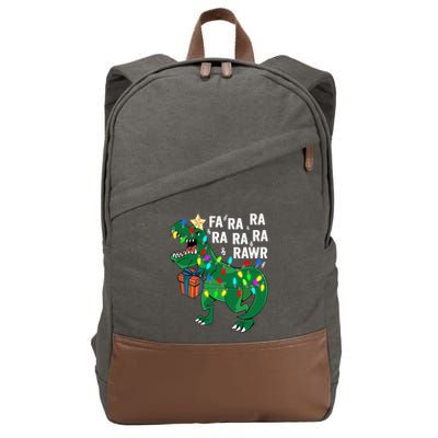 Dinosaur Fa Ra Ra Rawr Rawr Dinosaur Trex Christmas Gift Cotton Canvas Backpack