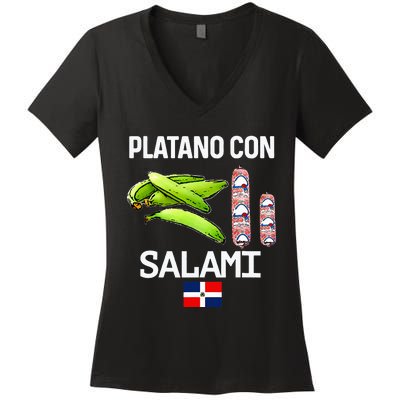 Dominicana Flag Rd Dominican Republic Food Mangu Plantain Women's V-Neck T-Shirt