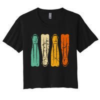 Diving Fins Retro Scuba Diving Snorkeling Diver Vintage Women's Crop Top Tee