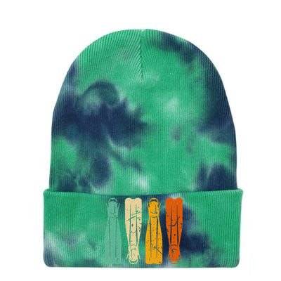 Diving Fins Retro Scuba Diving Snorkeling Diver Vintage Tie Dye 12in Knit Beanie