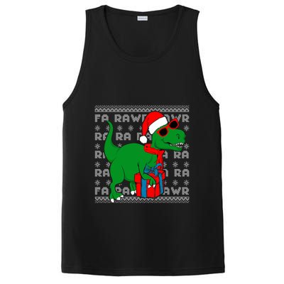 Dinosaur Fa Rawr Rawr T Rex Santa Ugly Xmas Funny Holiday Gift PosiCharge Competitor Tank