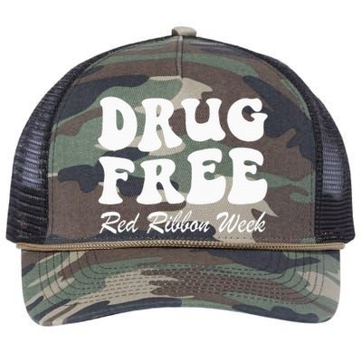 Drug Free Red Ribbon Week Awareness Say No To Drugs Wear Red Retro Rope Trucker Hat Cap