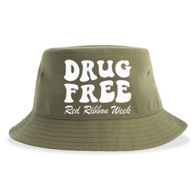 Drug Free Red Ribbon Week Awareness Say No To Drugs Wear Red Sustainable Bucket Hat