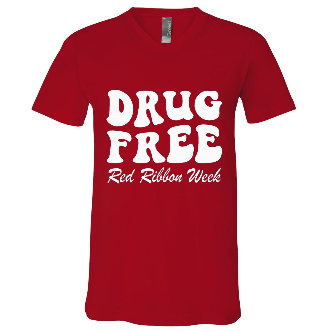 Drug Free Red Ribbon Week Awareness Say No To Drugs Wear Red V-Neck T-Shirt