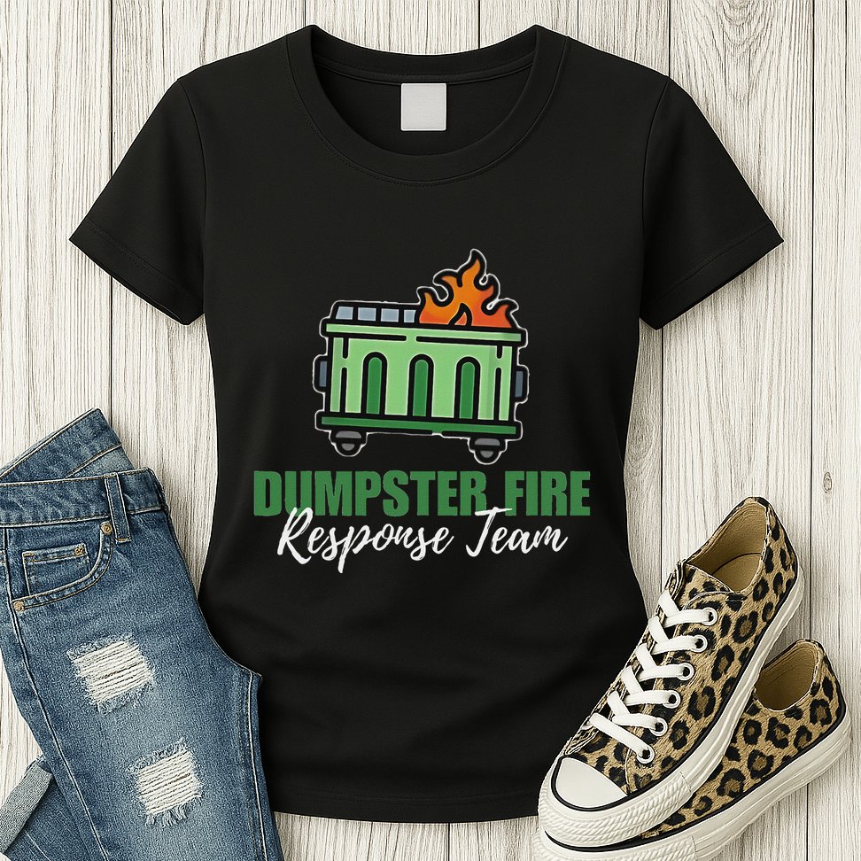 Dumpster Fire Response Team Funny Dumpster Fire Meme Womens T-Shirt