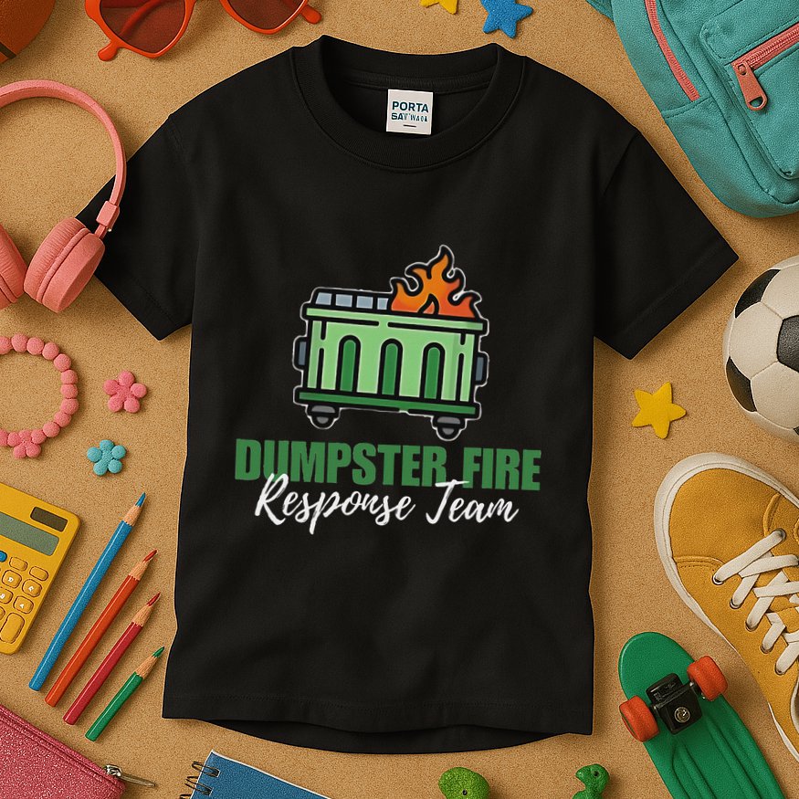 Dumpster Fire Response Team Funny Dumpster Fire Meme Kids T-Shirt