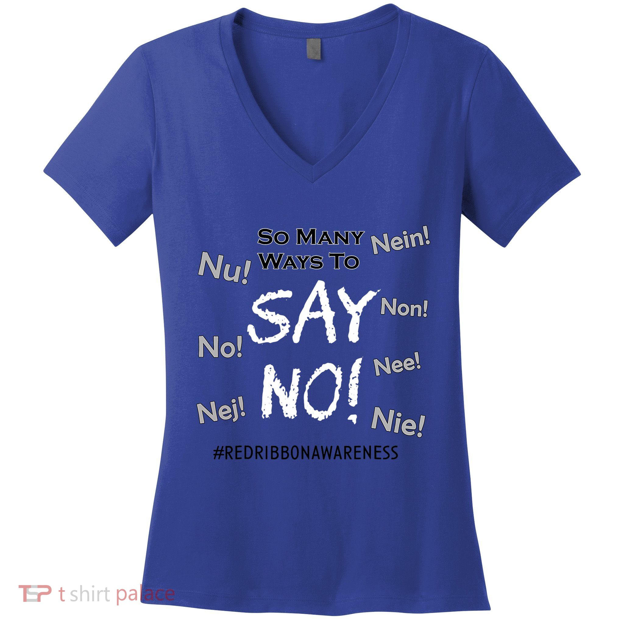 Drug Free Red Ribbon Week Awareness Wear Red Say No To Drugs Women's V-Neck T-Shirt