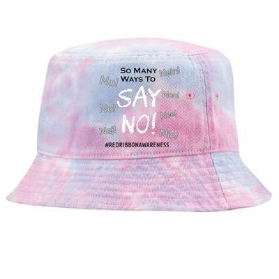 Drug Free Red Ribbon Week Awareness Wear Red Say No To Drugs Tie-Dyed Bucket Hat