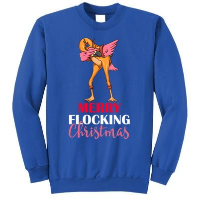 Dabbing Flamingo Reindeer Merry Flocking Christmas Pun Cute Gift Sweatshirt