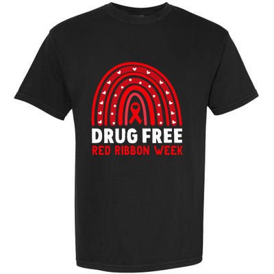 Drug Free Red Ribbon Week Awareness No To Drugs Red Rainbow Garment-Dyed Heavyweight T-Shirt