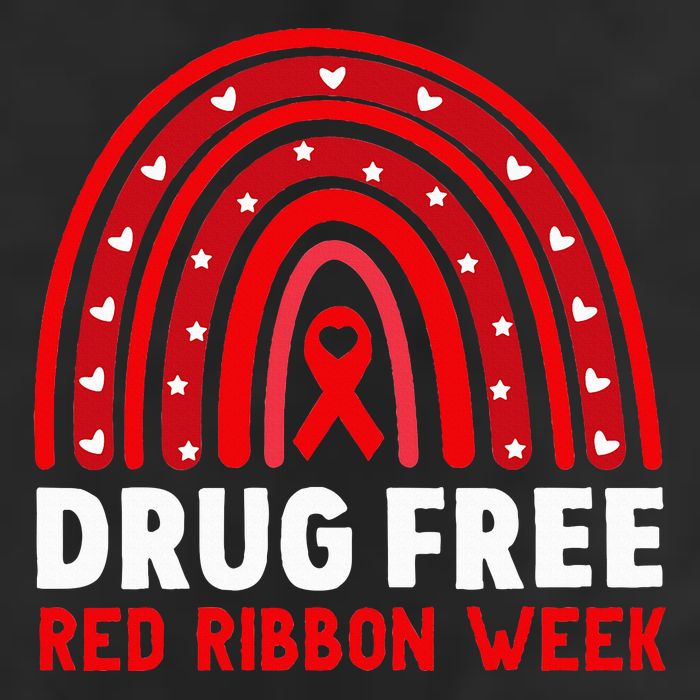 Drug Free Red Ribbon Week Awareness No To Drugs Red Rainbow 7 Panel Mesh Trucker Snapback Hat