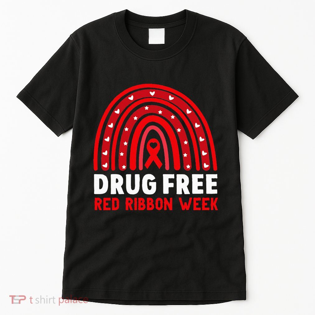 Drug Free Red Ribbon Week Awareness No To Drugs Red Rainbow Tall T-Shirt