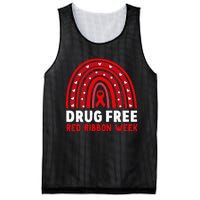 Drug Free Red Ribbon Week Awareness No To Drugs Red Rainbow Mesh Reversible Basketball Jersey Tank