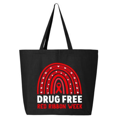 Drug Free Red Ribbon Week Awareness No To Drugs Red Rainbow 25L Jumbo Tote