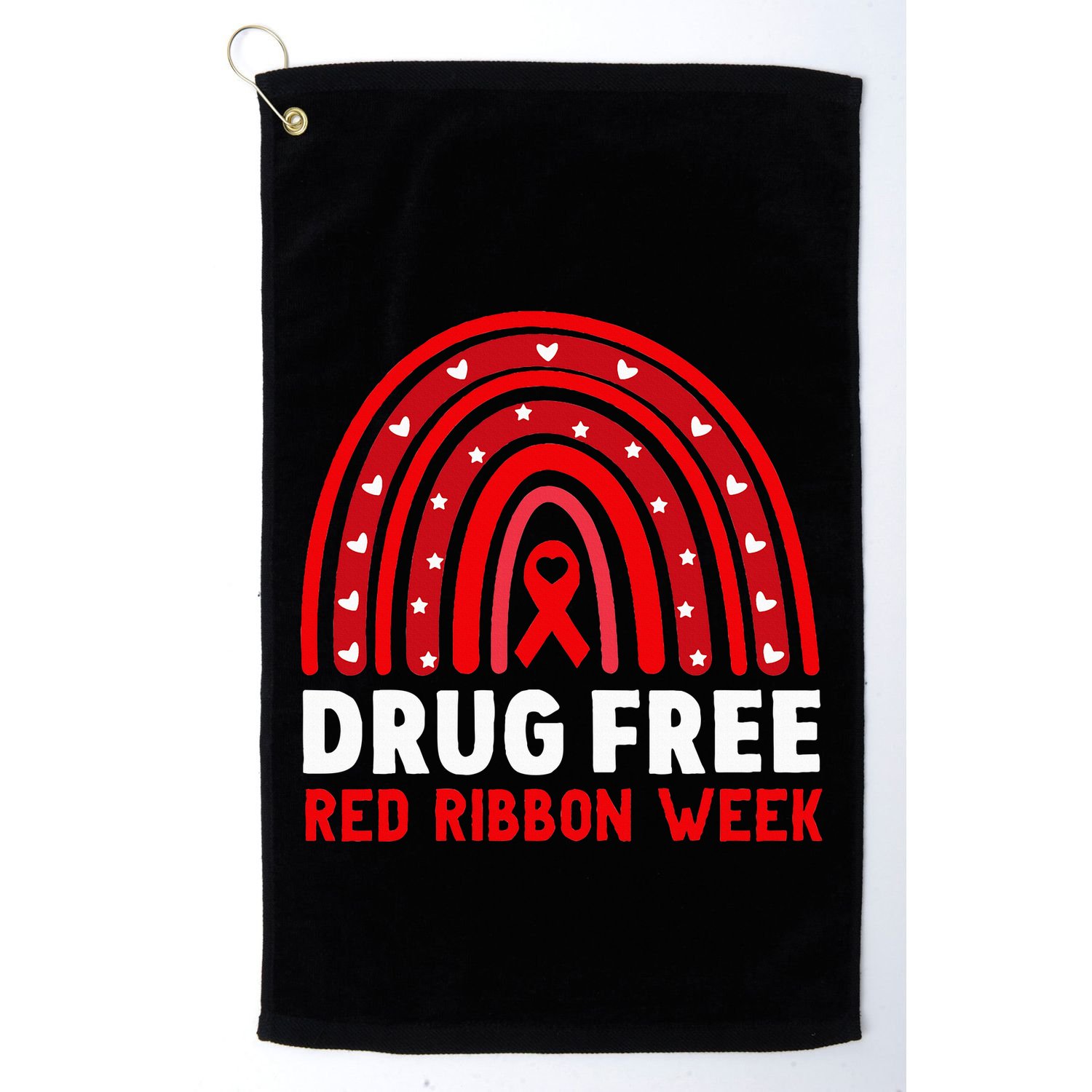 Drug Free Red Ribbon Week Awareness No To Drugs Red Rainbow Golf Towel