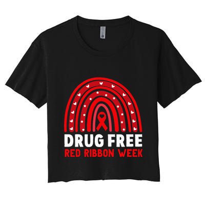 Drug Free Red Ribbon Week Awareness No To Drugs Red Rainbow Crop Top