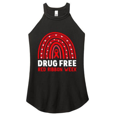 Drug Free Red Ribbon Week Awareness No To Drugs Red Rainbow Women's Perfect Tri Rocker Tank