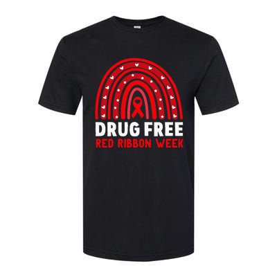 Drug Free Red Ribbon Week Awareness No To Drugs Red Rainbow Softstyle CVC T-Shirt