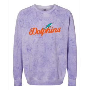 Dolphins Football Retro Gift For Miami Sport Fan Colorblast Crewneck Sweatshirt