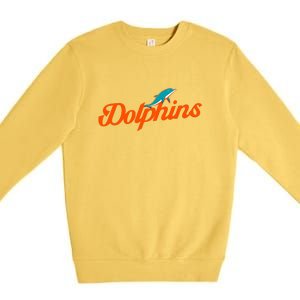 Dolphins Football Retro Gift For Miami Sport Fan Premium Crewneck Sweatshirt