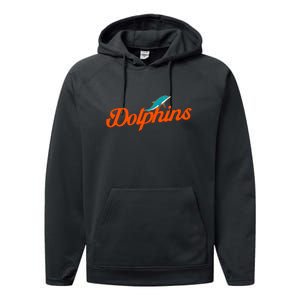 Dolphins Football Retro Gift For Miami Sport Fan Performance Fleece Hoodie