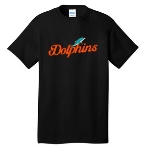 Dolphins Football Retro Gift For Miami Sport Fan Tall T-Shirt