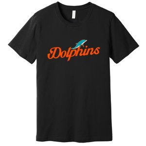 Dolphins Football Retro Gift For Miami Sport Fan Premium T-Shirt