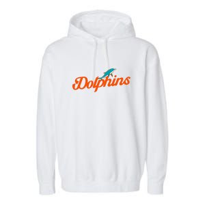 Dolphins Football Retro Gift For Miami Sport Fan Garment-Dyed Fleece Hoodie