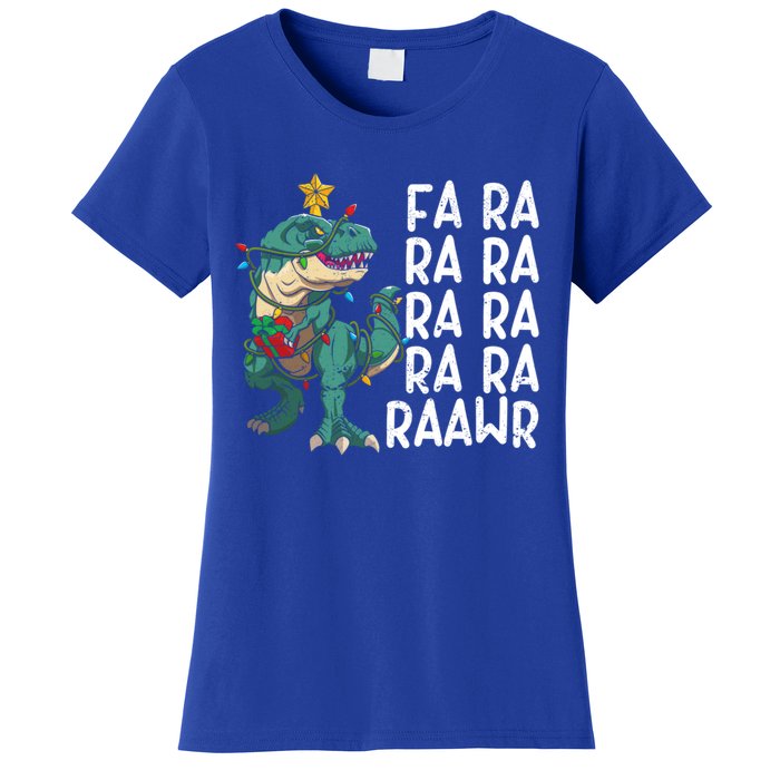 Dinosaur Fa Ra Ra Ra Rawr Trex Funny Christmas Pajamas Xmas Gift Women's T-Shirt