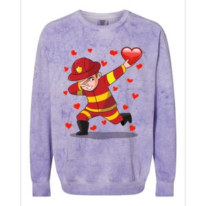 Dabbing Fire Red Heart Love Valentine's Day Lovers Gift Colorblast Crewneck Sweatshirt