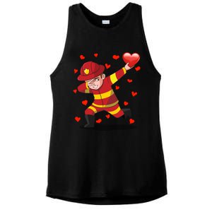 Dabbing Fire Red Heart Love Valentine's Day Lovers Gift Ladies PosiCharge Tri-Blend Wicking Tank