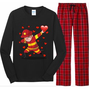 Dabbing Fire Red Heart Love Valentine's Day Lovers Gift Long Sleeve Pajama Set