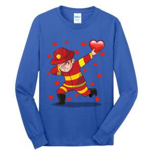 Dabbing Fire Red Heart Love Valentine's Day Lovers Gift Tall Long Sleeve T-Shirt