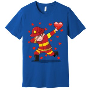 Dabbing Fire Red Heart Love Valentine's Day Lovers Gift Premium T-Shirt