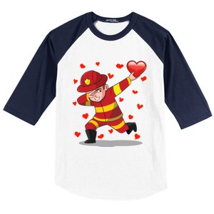 Dabbing Fire Red Heart Love Valentine's Day Lovers Gift Baseball Sleeve Shirt