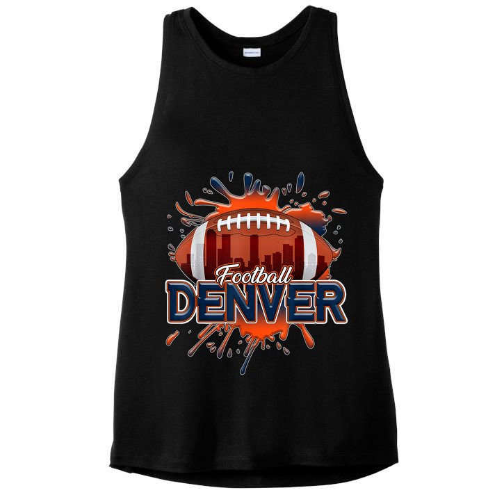 Denver Football Shirt Retro Vintage Colorado Bronco Ladies PosiCharge Tri-Blend Wicking Tank