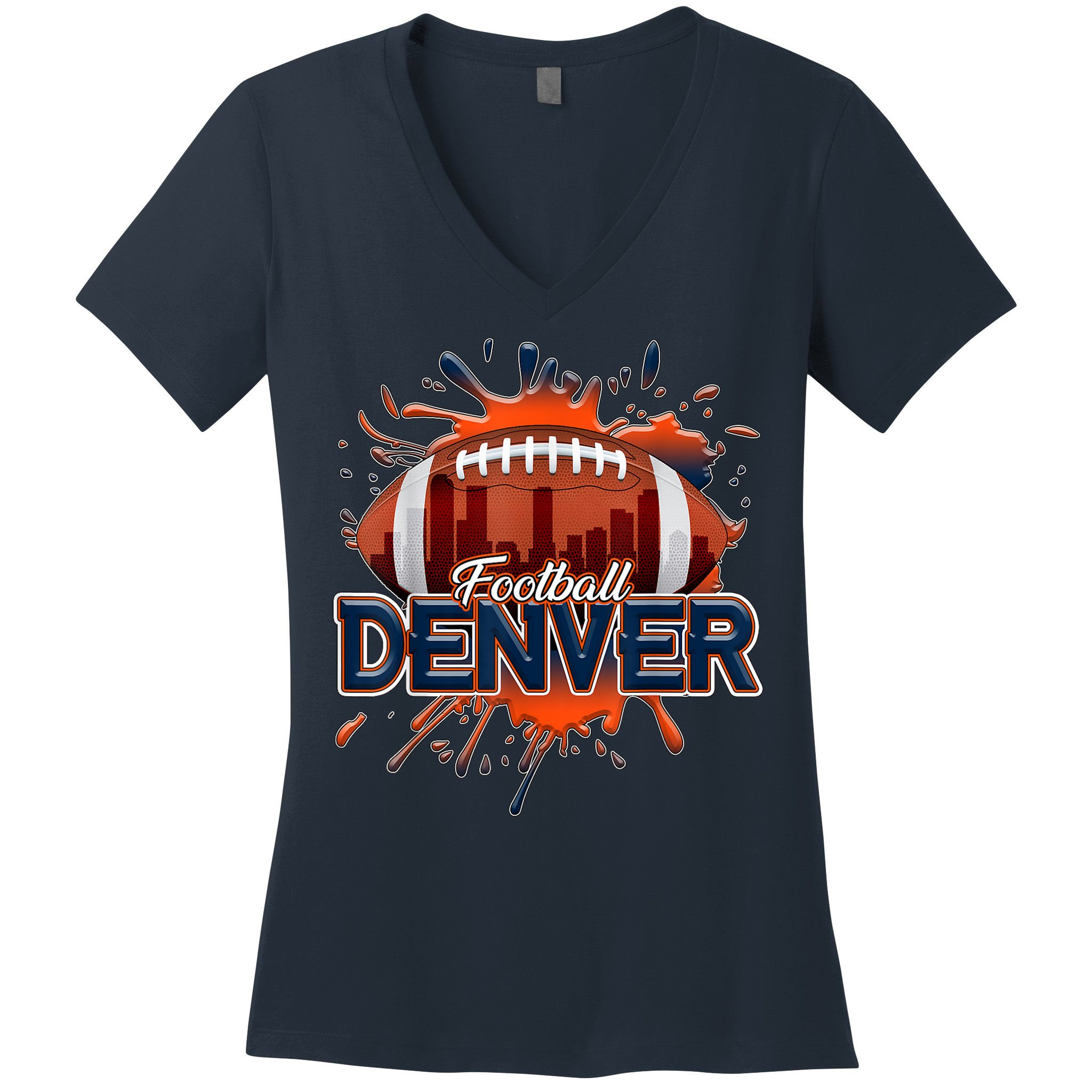 Denver Football Shirt Retro Vintage Colorado Bronco Women's V-Neck T-Shirt