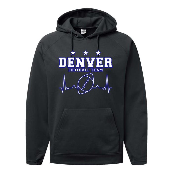 Denver Football Shirt I Football Tshirt I Colorado Bronco Performance Fleece Hoodie