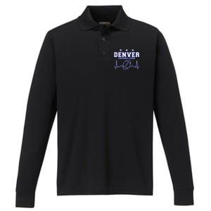 Denver Football Shirt I Football Tshirt I Colorado Bronco Performance Long Sleeve Polo