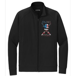 Dude Fish Skull And Fishing Rod American Flag Design Great Gift Stretch Full-Zip Cadet Jacket