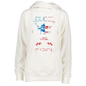 Dude Fish Skull And Fishing Rod American Flag Design Great Gift Womens Funnel Neck Pullover Hood