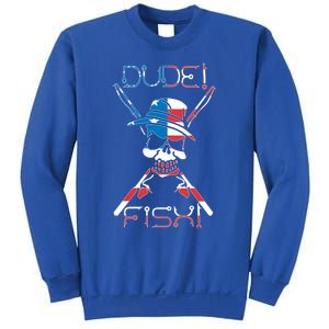 Dude Fish Skull And Fishing Rod American Flag Design Great Gift Sweatshirt