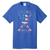 Dude Fish Skull And Fishing Rod American Flag Design Great Gift Tall T-Shirt